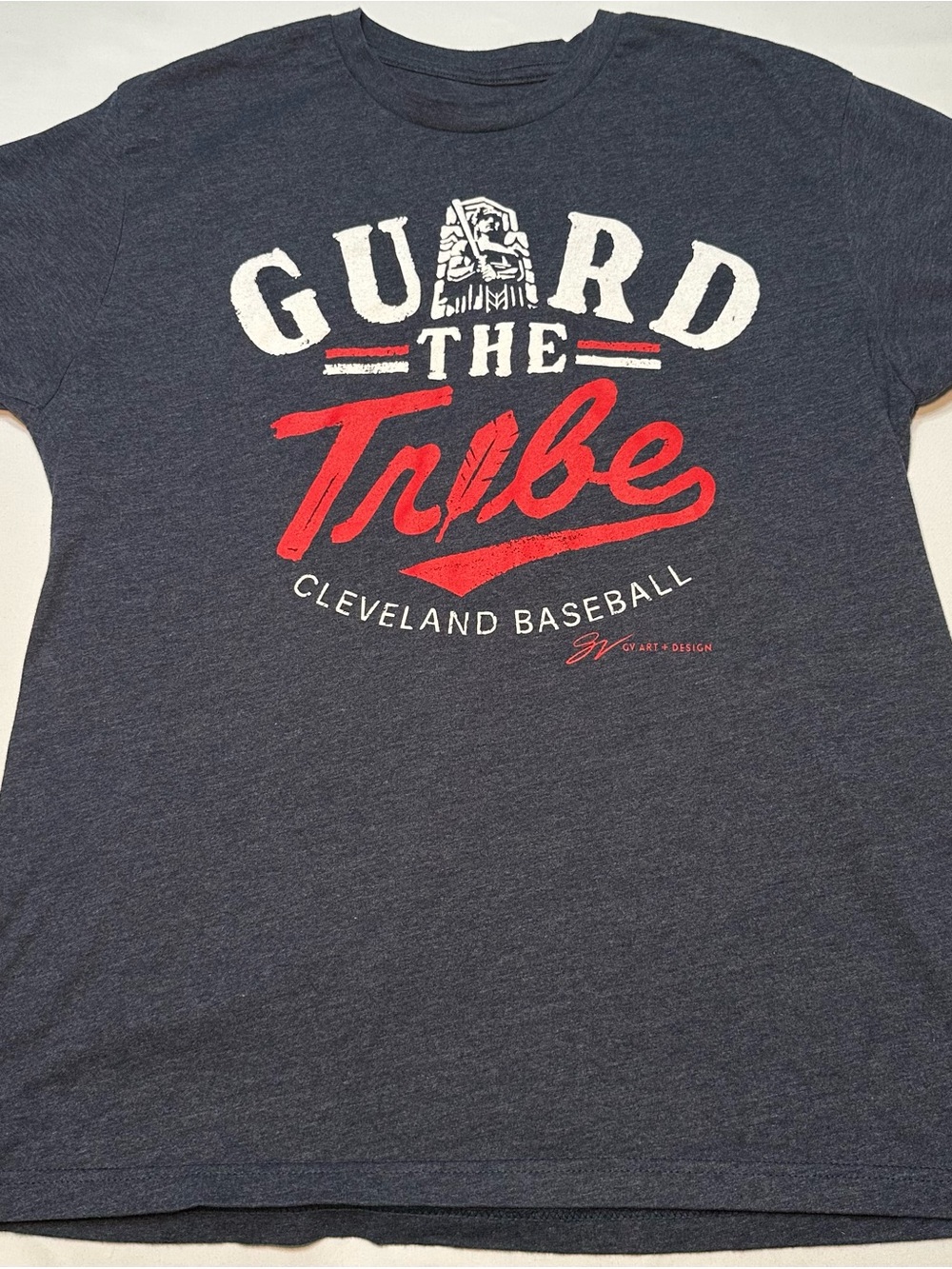GV Art Design Guard The Tribe Cleveland Baseball T Shirt Kenny Lofton Mens L